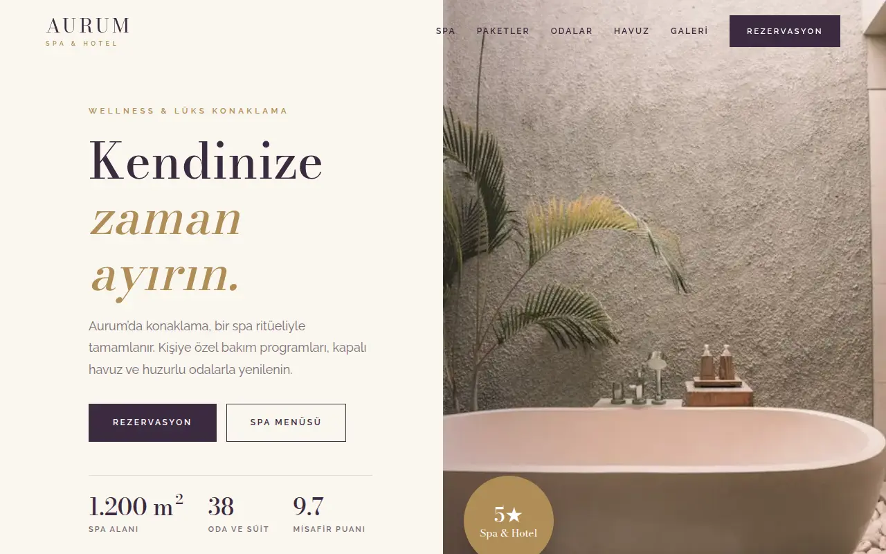 Spa & Wellness Otel Web Sitesi — Aurum